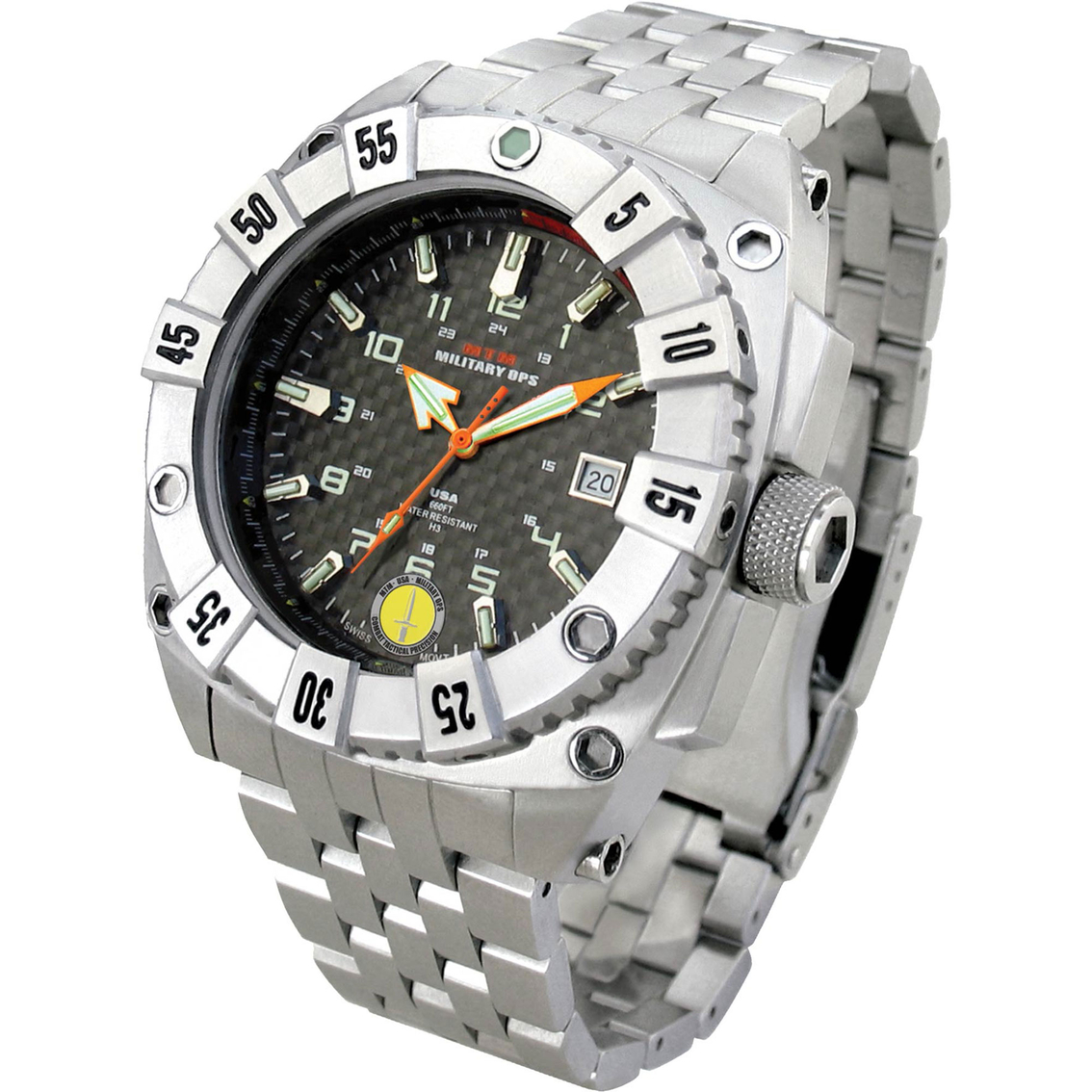Mtm Special Ops Mens Silver Warrior Titanium Watch Watches Military