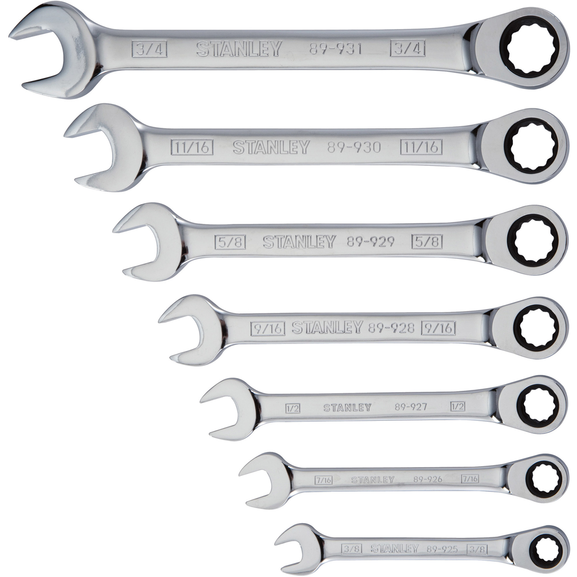 Stanley SAE Ratcheting Combination Wrench 7 pc. Set - Image 2 of 2