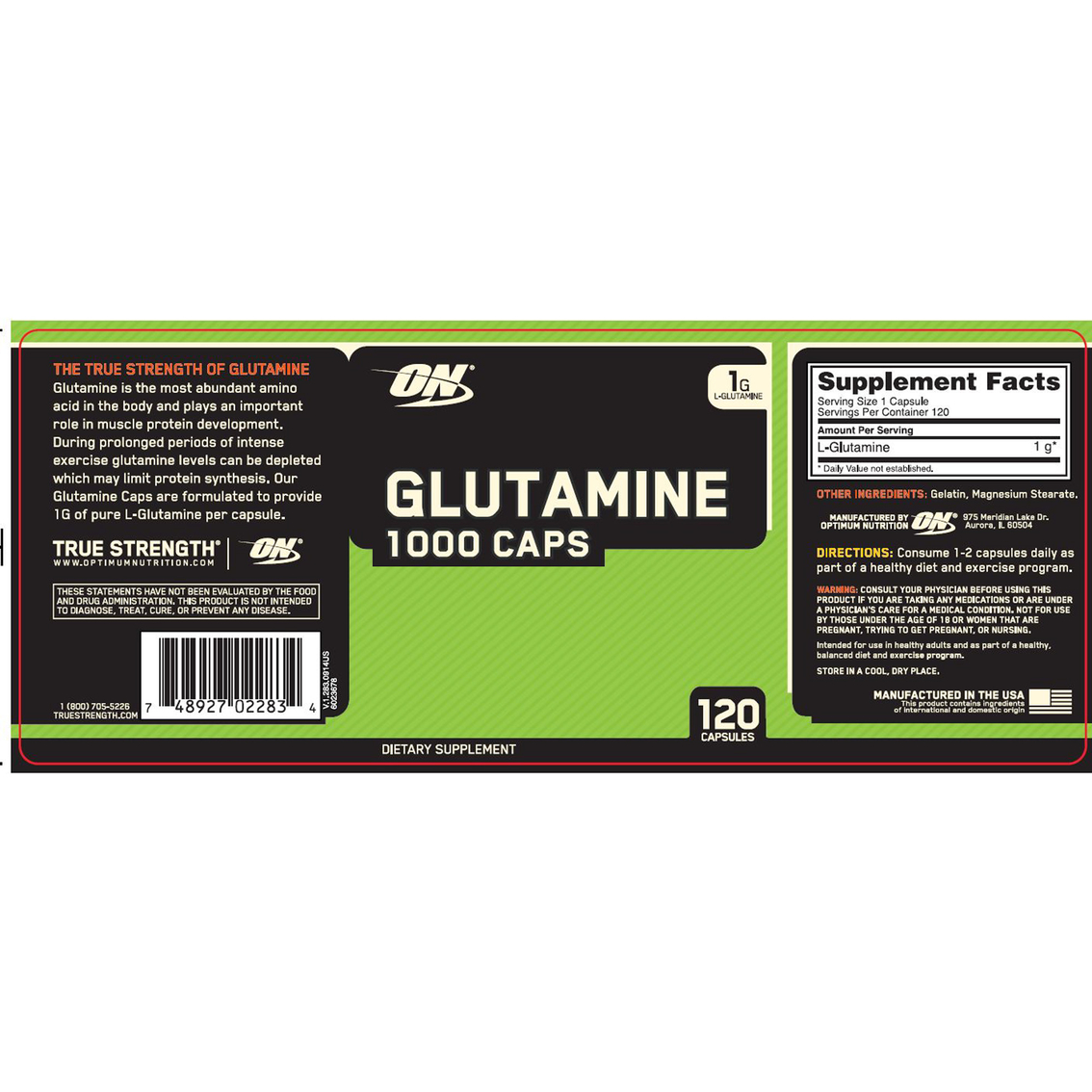 Optimum Nutrition Glutamine 240 ct. - Image 2 of 2