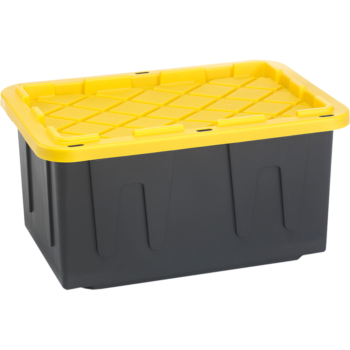 TOUGH BOX 27 Gal Stackable Storage Totes w/ Lids, Black and Yellow (4 pack)  