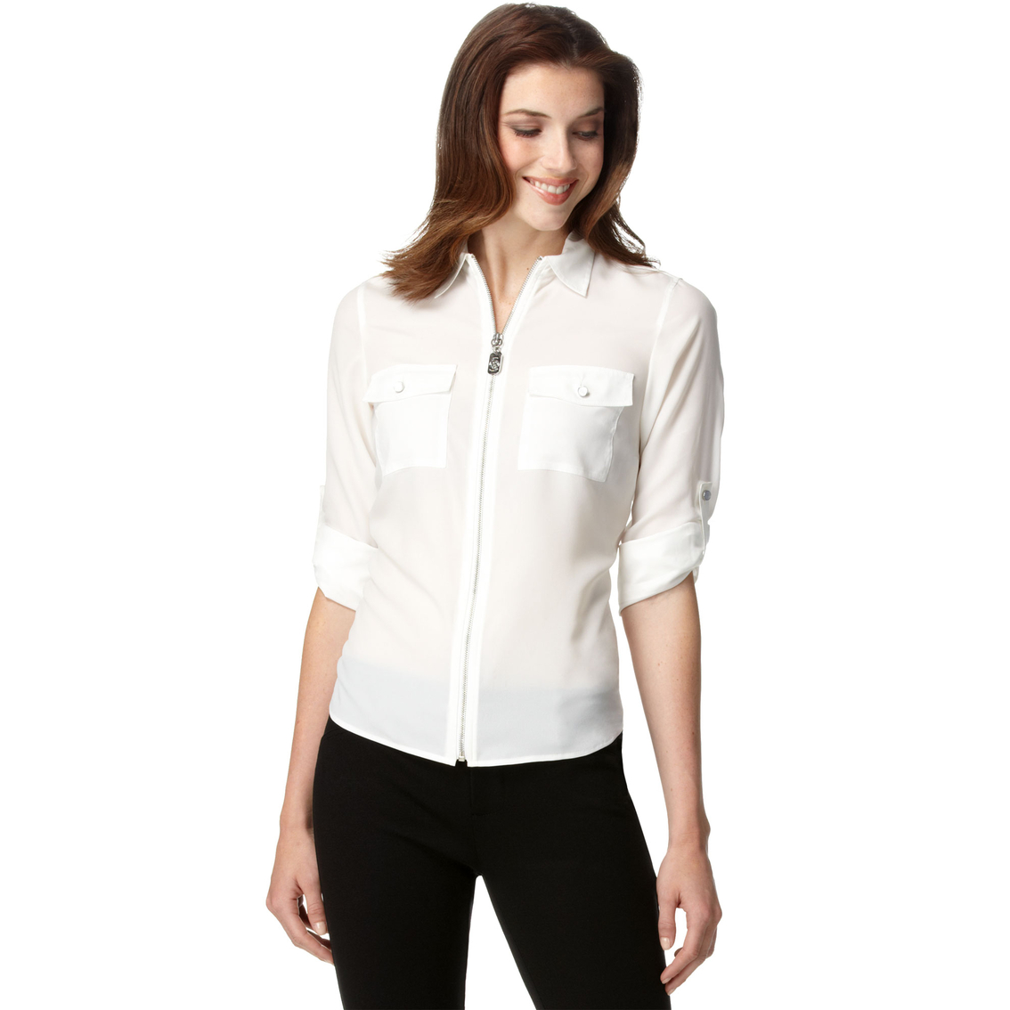 Michael Kors Plus Size Sheer Zip-front Camp Shirt | Clothing | Shop The ...
