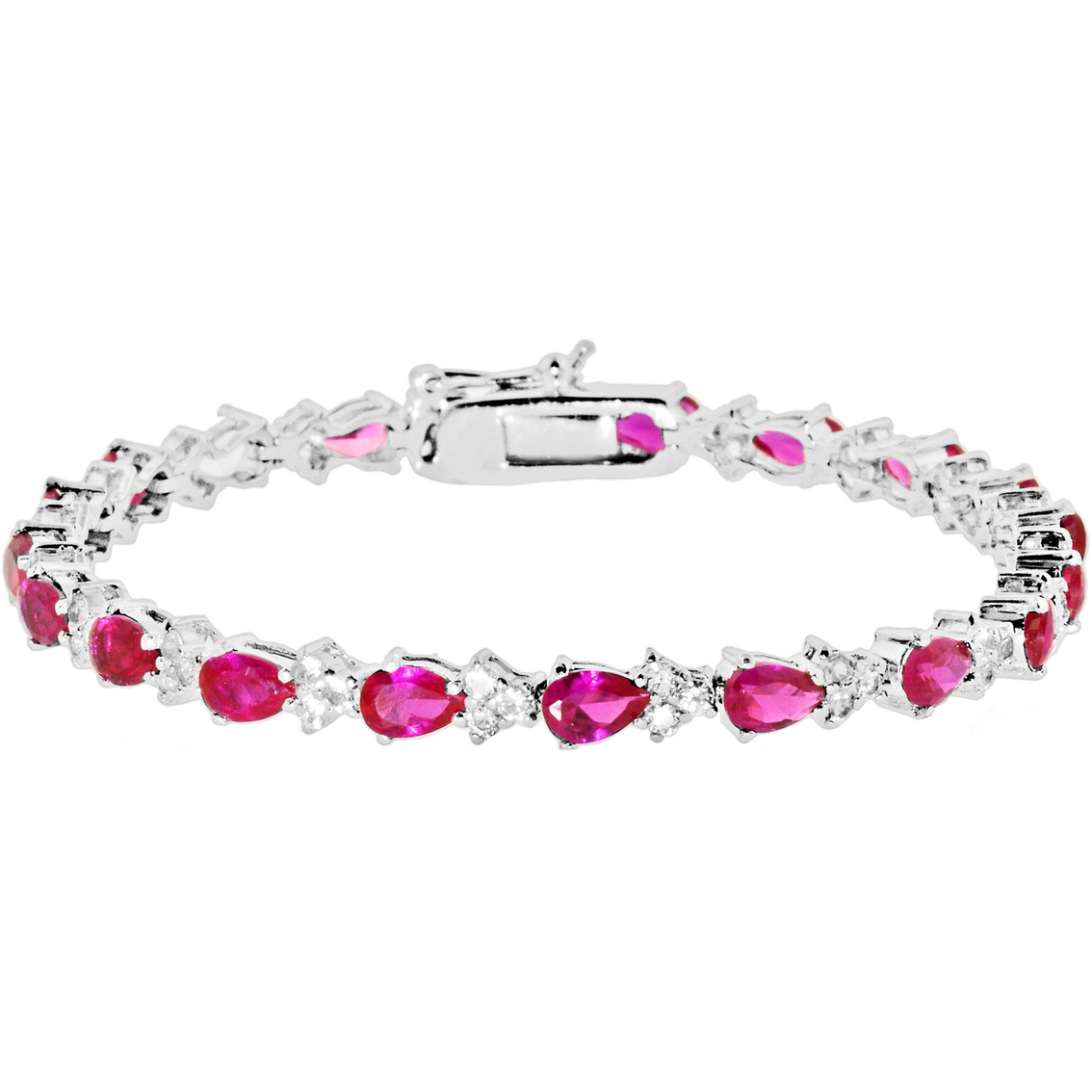 Sterling Silver Created Ruby And White Sapphire Bracelet | Gemstone ...