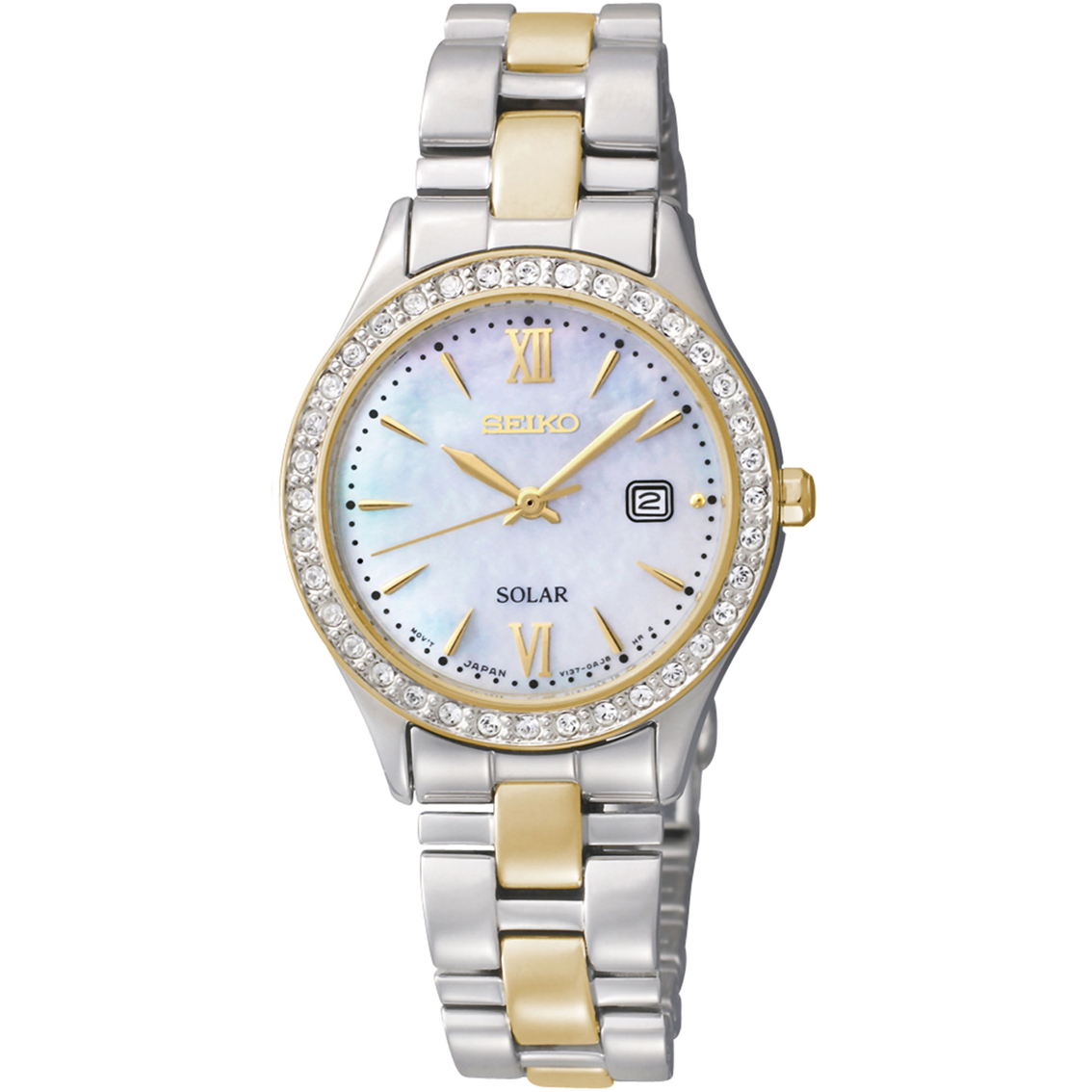 Seiko Women's Solar Two-tone Watch With Mother Of Pearl Dial 28mm Sut074 |  Two-tone Band | Jewelry & Watches | Shop The Exchange
