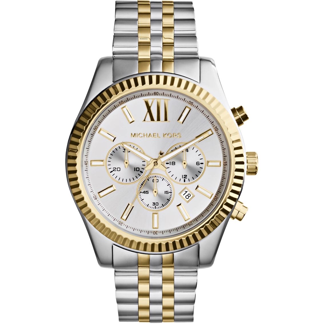 Michael Kors Women's Lexington Tri Color Chronograph With Textured Top Ring  | Watches | Shop The Exchange