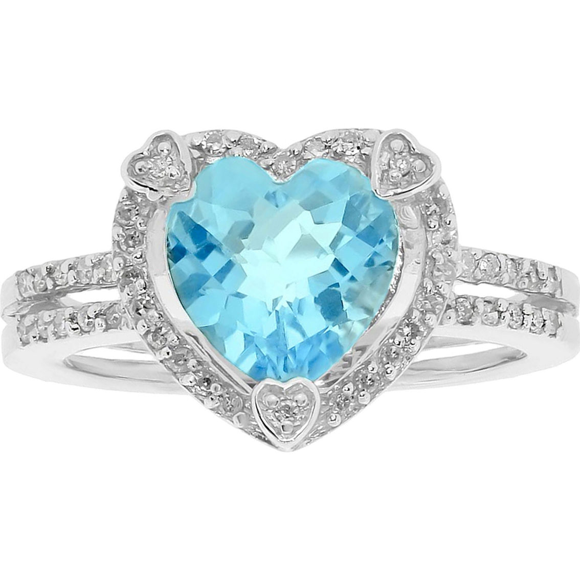 Sterling Silver Blue Topaz Birthstone Ring With Diamond Accents ...