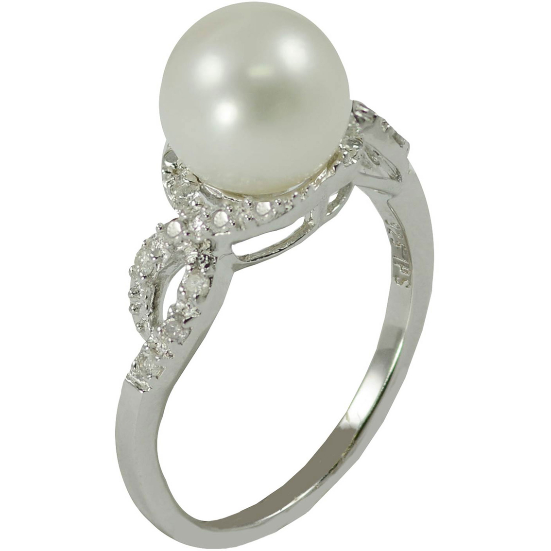 Sterling Silver And Rhodium 5-9mm Cultured Freshwater Pearl Ring With ...