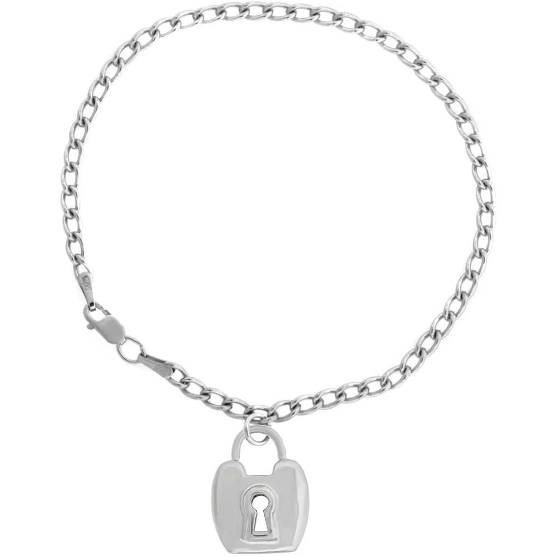 Sterling Silver Lock Charm Bracelet | Silver Bracelets | Jewelry ...
