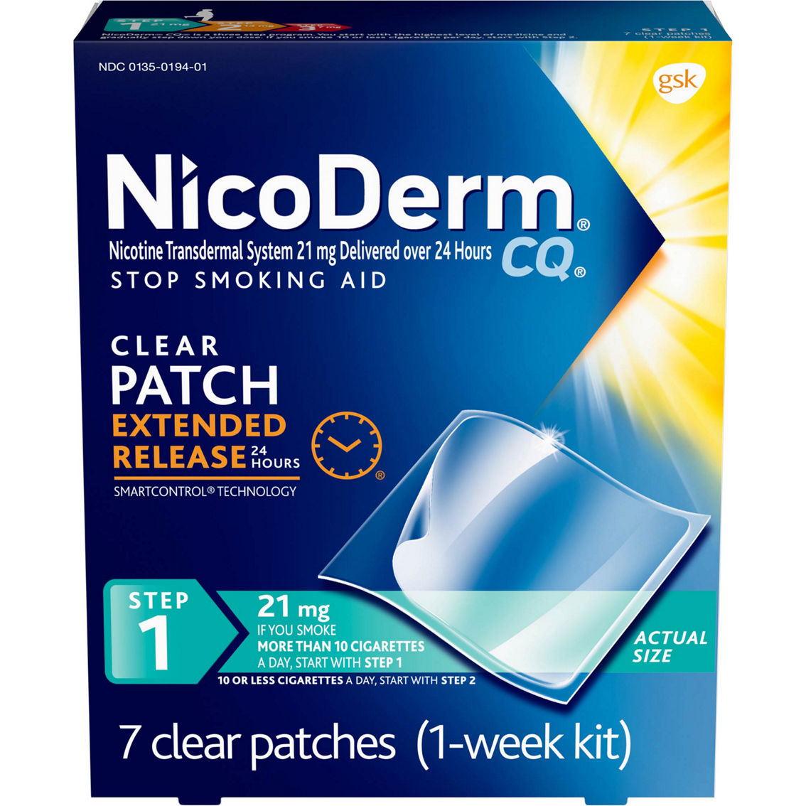 Nicoderm Cq Clear Patch Step 1 21mg Stop Smoking Aid Quit