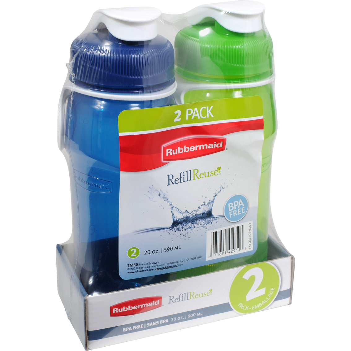 Rubbermaid 20-fl oz Plastic Water Bottle (2-Pack) at