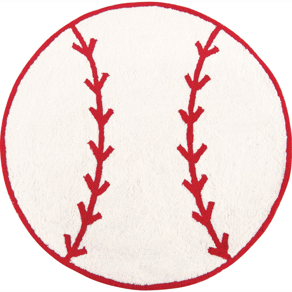 C&f Home Baseball 3 Ft. Round Hooked Rug, Rugs, Household