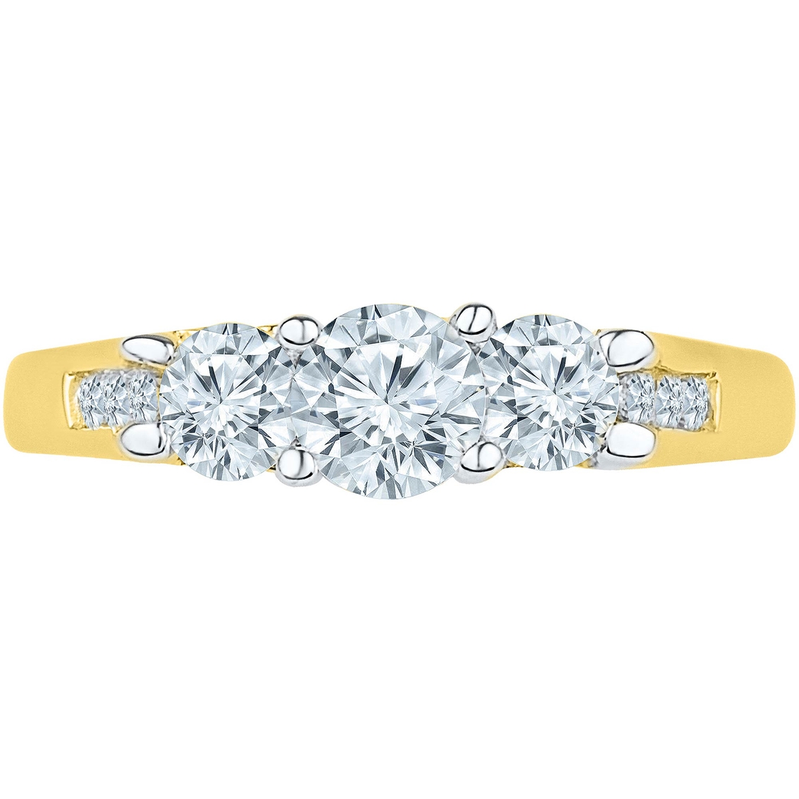 14K Yellow Gold 1 CTW Diamond 3 Stone Plus Ring - Image 2 of 3