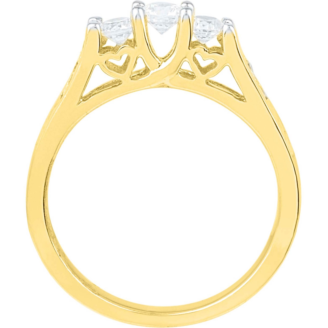 14K Yellow Gold 1 CTW Diamond 3 Stone Plus Ring - Image 3 of 3
