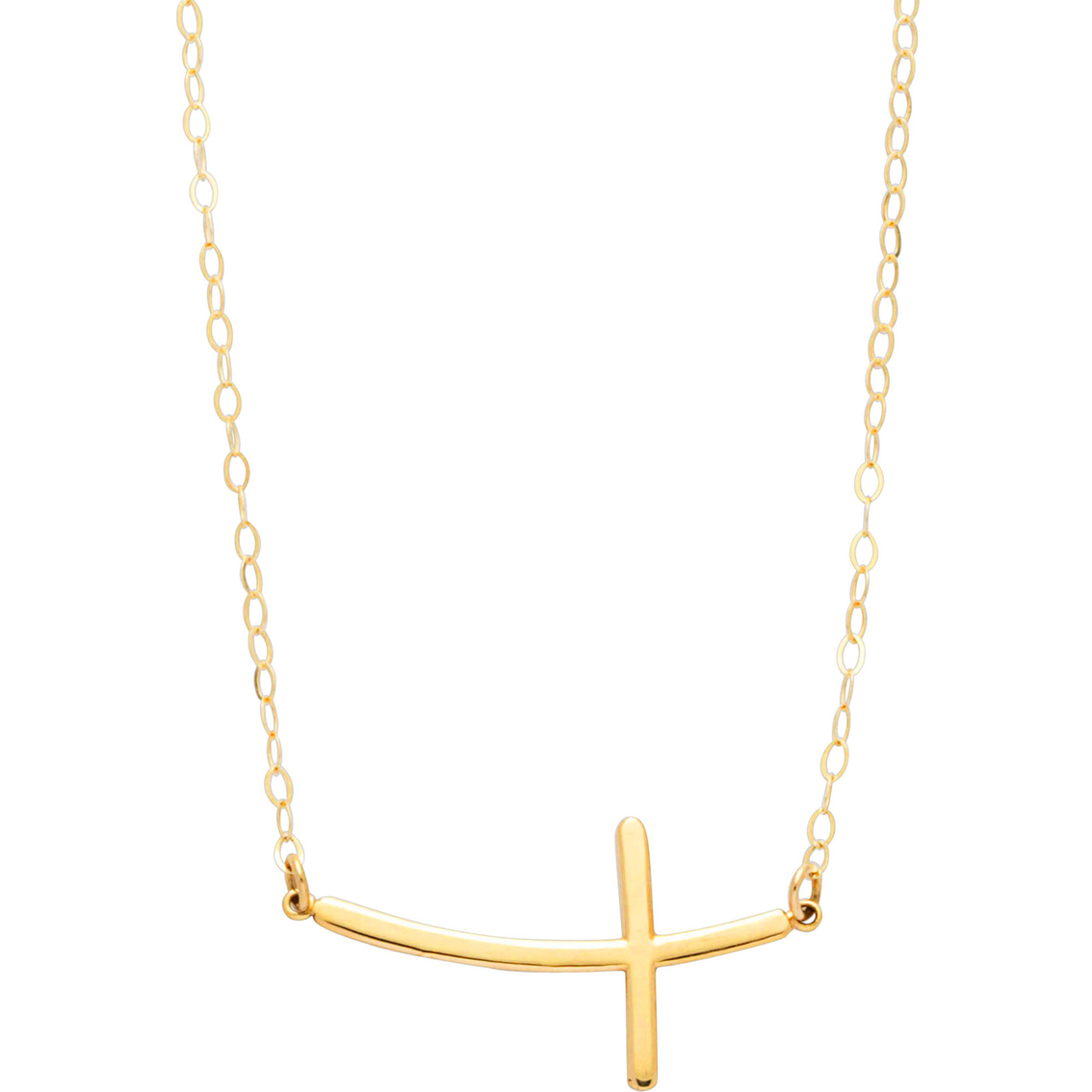 10k Yellow Gold Curved Sideways Cross Necklace | Gold Necklaces ...