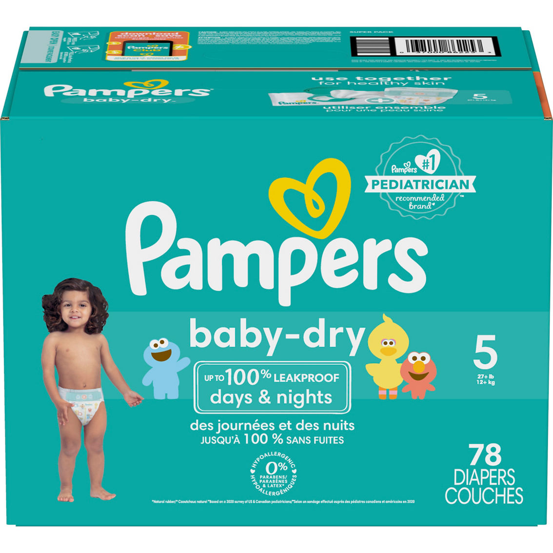 Pampers Baby Dry Super Pack Diapers Size 5 (27+ Lb.) 78 Count