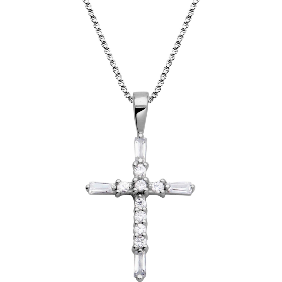 Paj Sterling Silver Rhodiumtone Cubic Zirconia Cross Pendant Necklace ...
