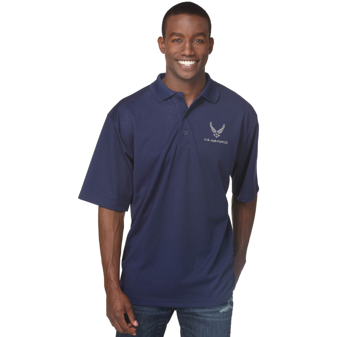 Duke Performance Polo with Embroidered Air Force Insignia Dark Blue