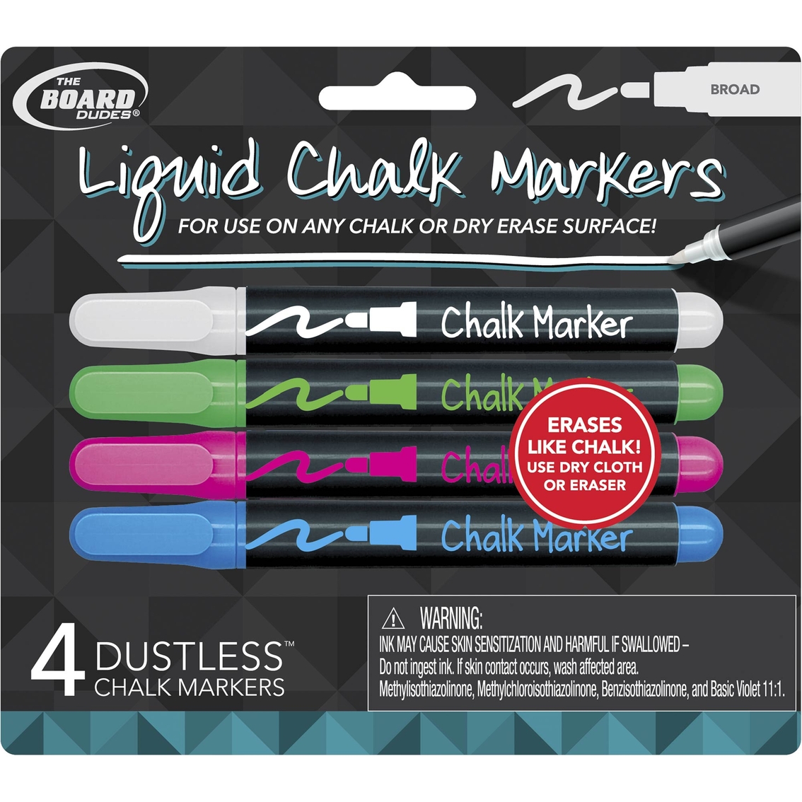 The Board Dudes Dry Erase Liquid Chalk Markers, 4 pc.