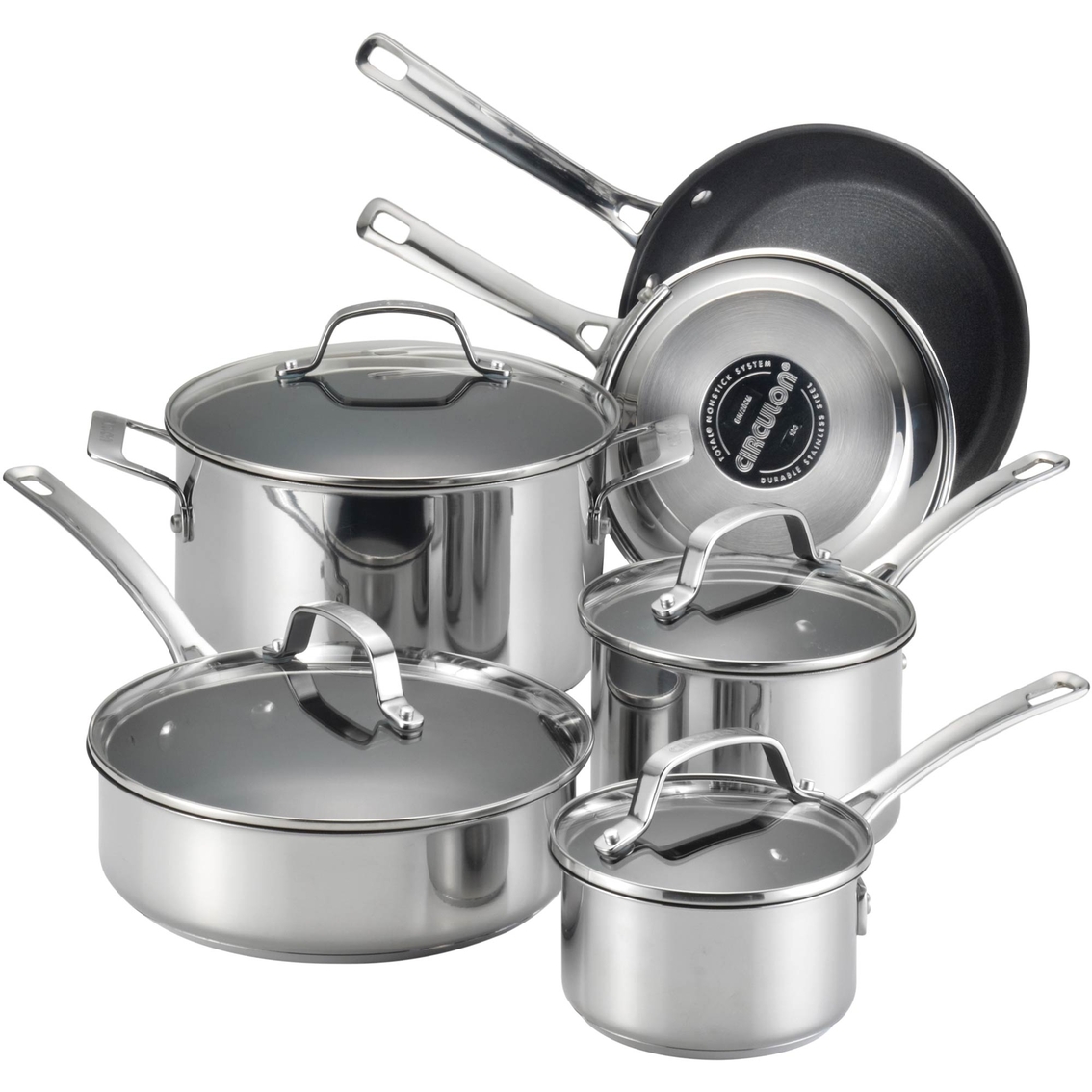 Circulon Genesis Stainless Steel 10 Pc. Nonstick Cookware Set, Stainless  Steel, Household