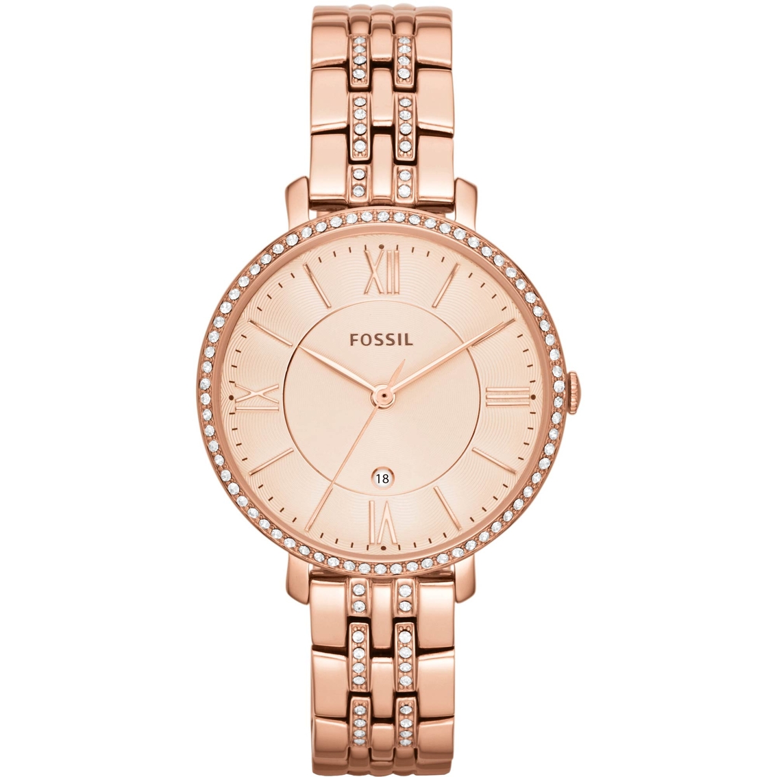 Fossil Women's Jacqueline 3 Hand Date Rose Goldtone Watch 36mm Es3546 ...
