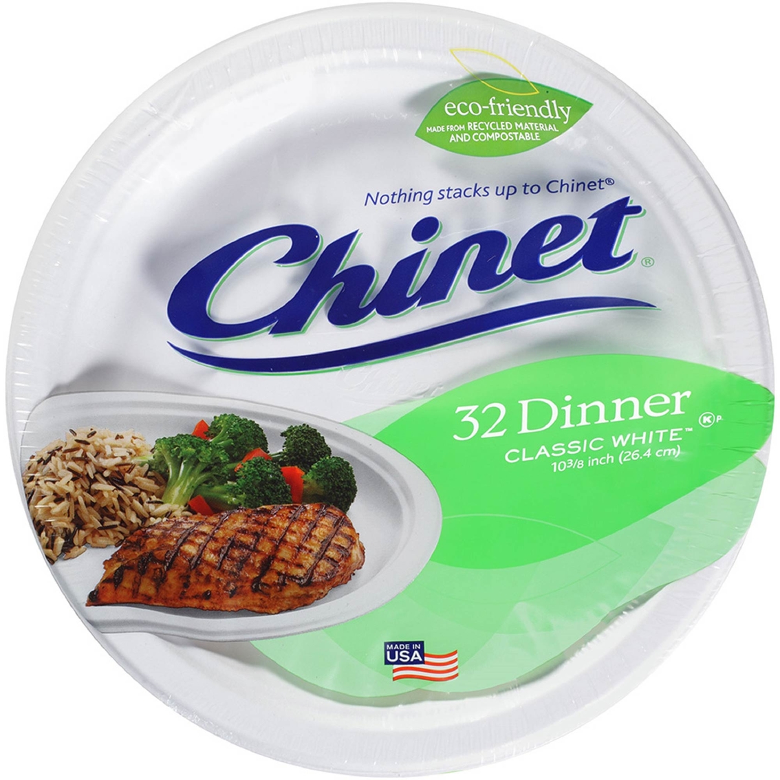 Chinet 32 Ct Classic White Dinner Plate 10-3/8