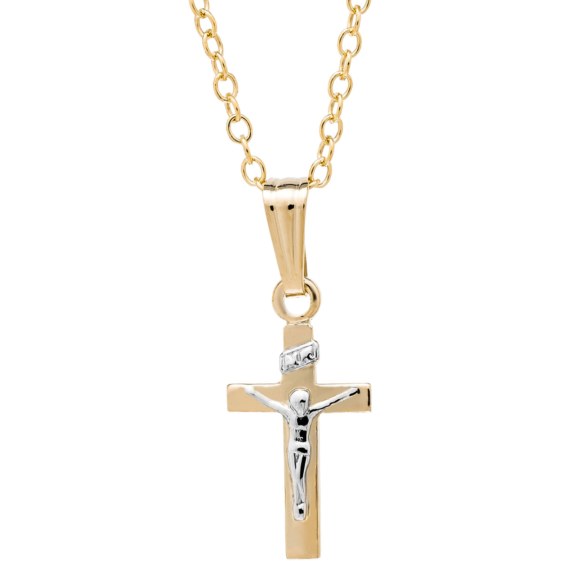 Kids 14k Gold Filled Two Tone Crucifix Cross Pendant | Children's ...