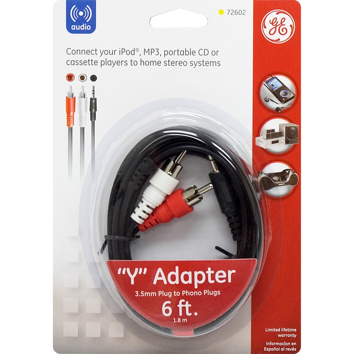 GE 6 ft. 3.5mm to 2 RCA Y Adapter - Image 2 of 2