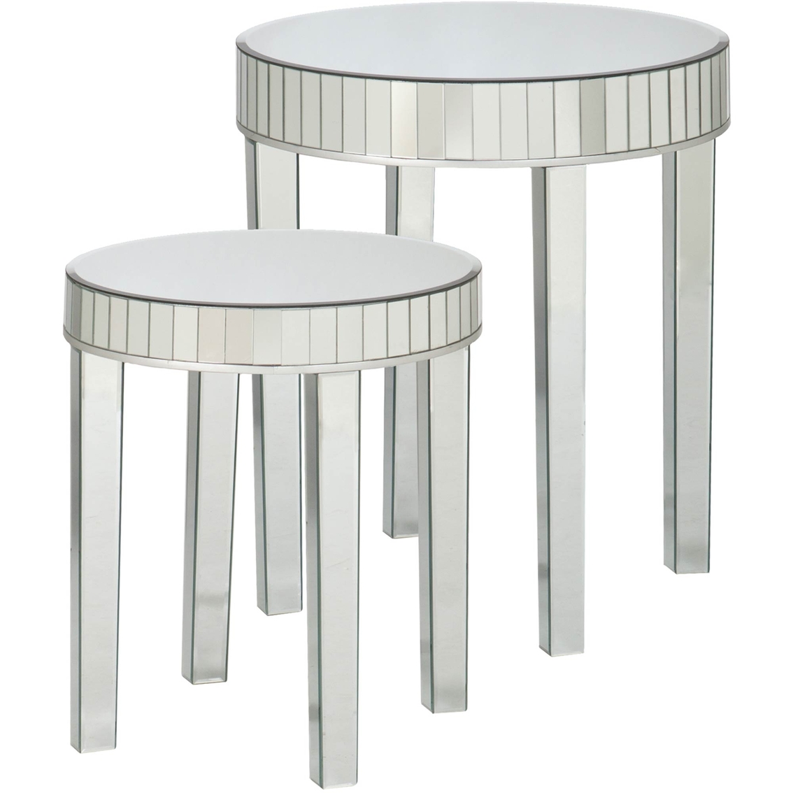 SEI Round Mirrored Nesting Table 2 Pc. Set - Image 4 of 4