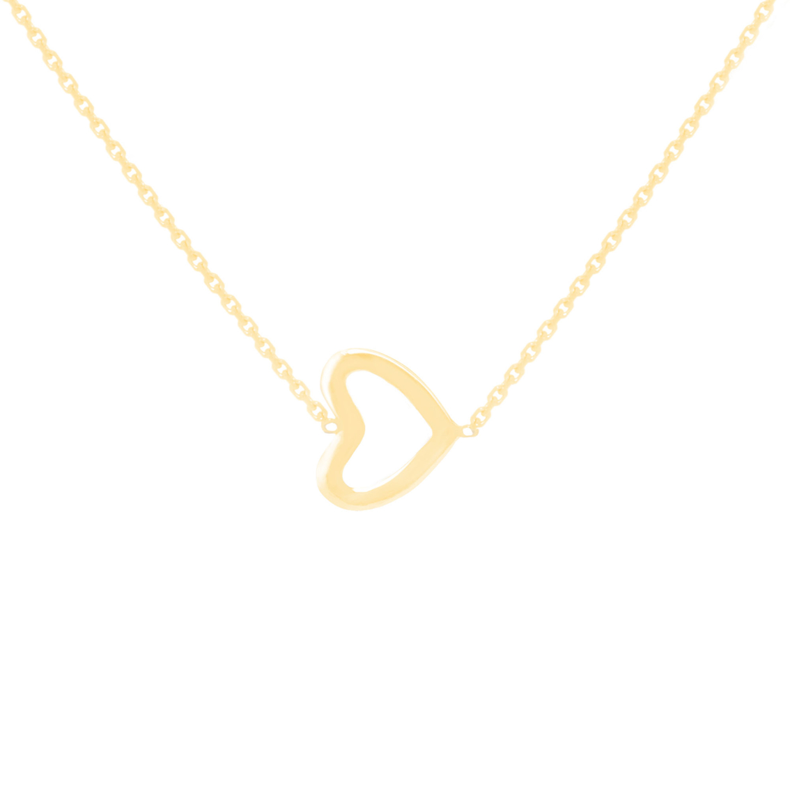 14k East 2 West Mini Open Heart Necklace | Gold Necklaces & Pendants ...