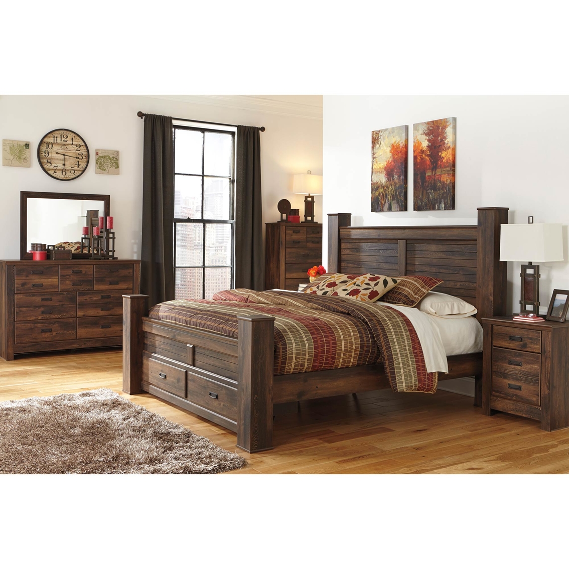 Ashley Quinden Queen Poster Bed with Storage - Image 2 of 2