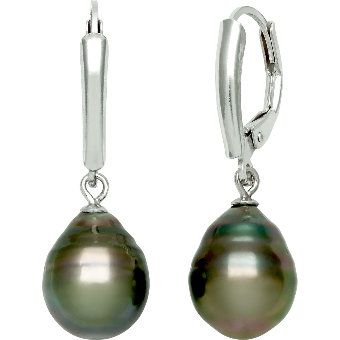 Sterling Silver Drop Tahitian Black Pearl Earrings | Gemstone Earrings ...