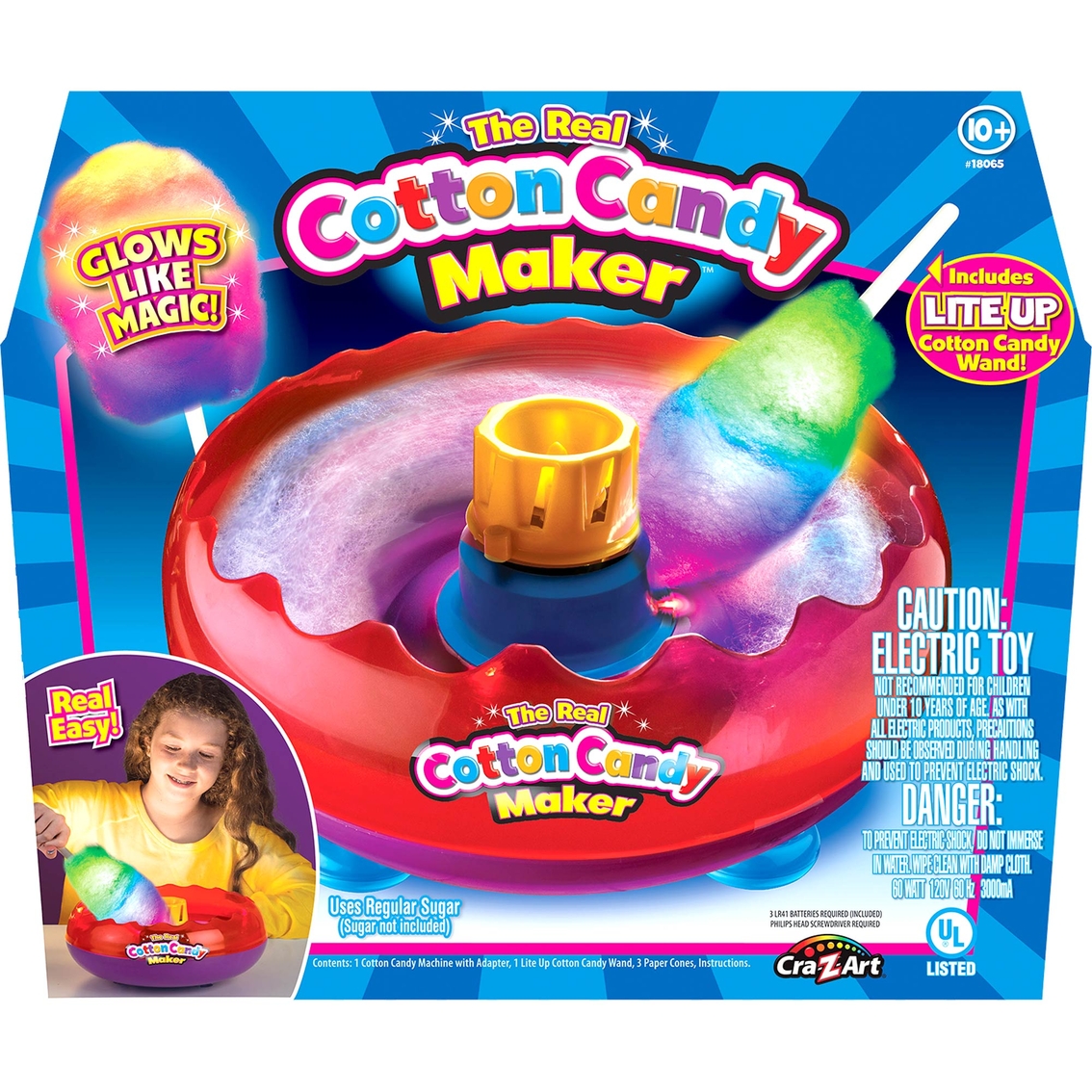 Kids Cotton Candy Maker Toy Electronic Glow Lite Up Wand Cooking Machine Playset 
