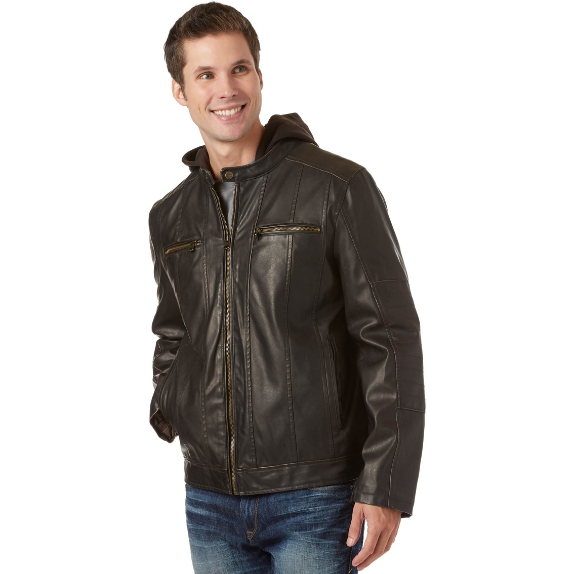Levi's Faux Leather Motocross Hoodie Jacket | Jackets | Clothing ...