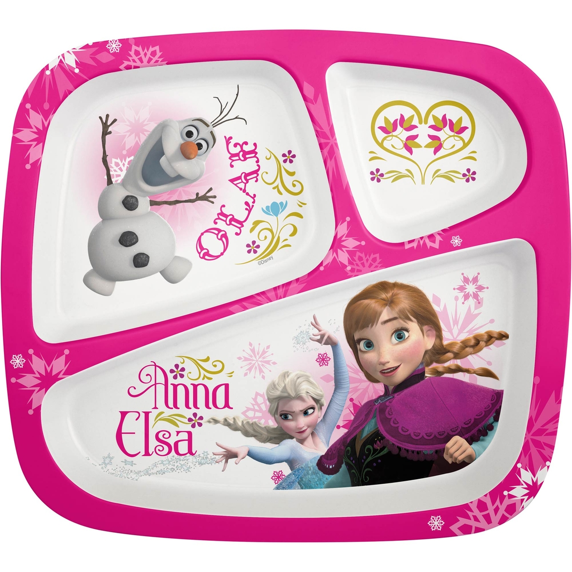 3 Pack Disney Frozen Anna & Elsa Character BPA-Free Plastic 3-Section Divided Kids Plates Zak! Lunch Trays For Breakfast & Dinner