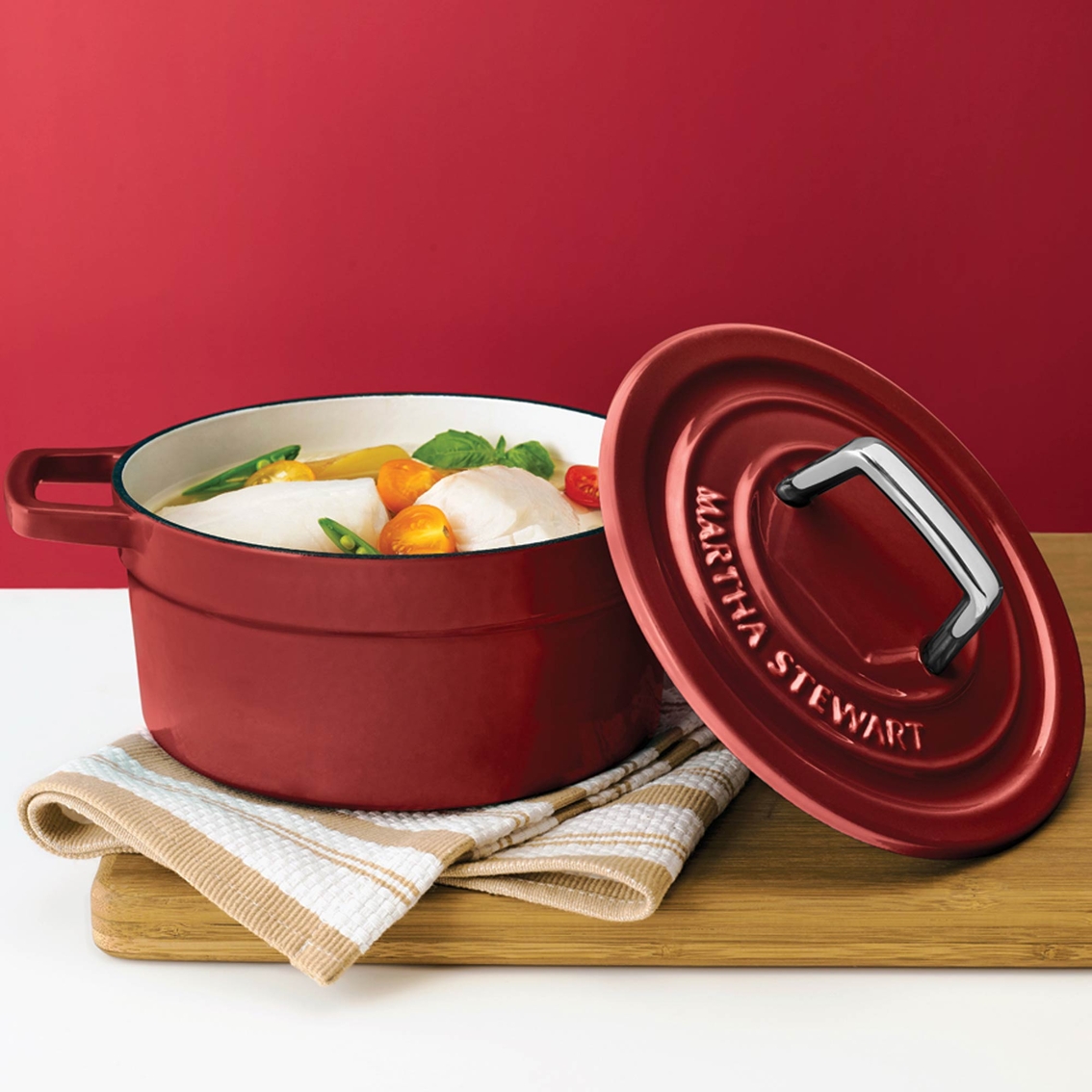 Martha Stewart Collection Collector's Enameled Cast Iron 2 Qt. Round ...