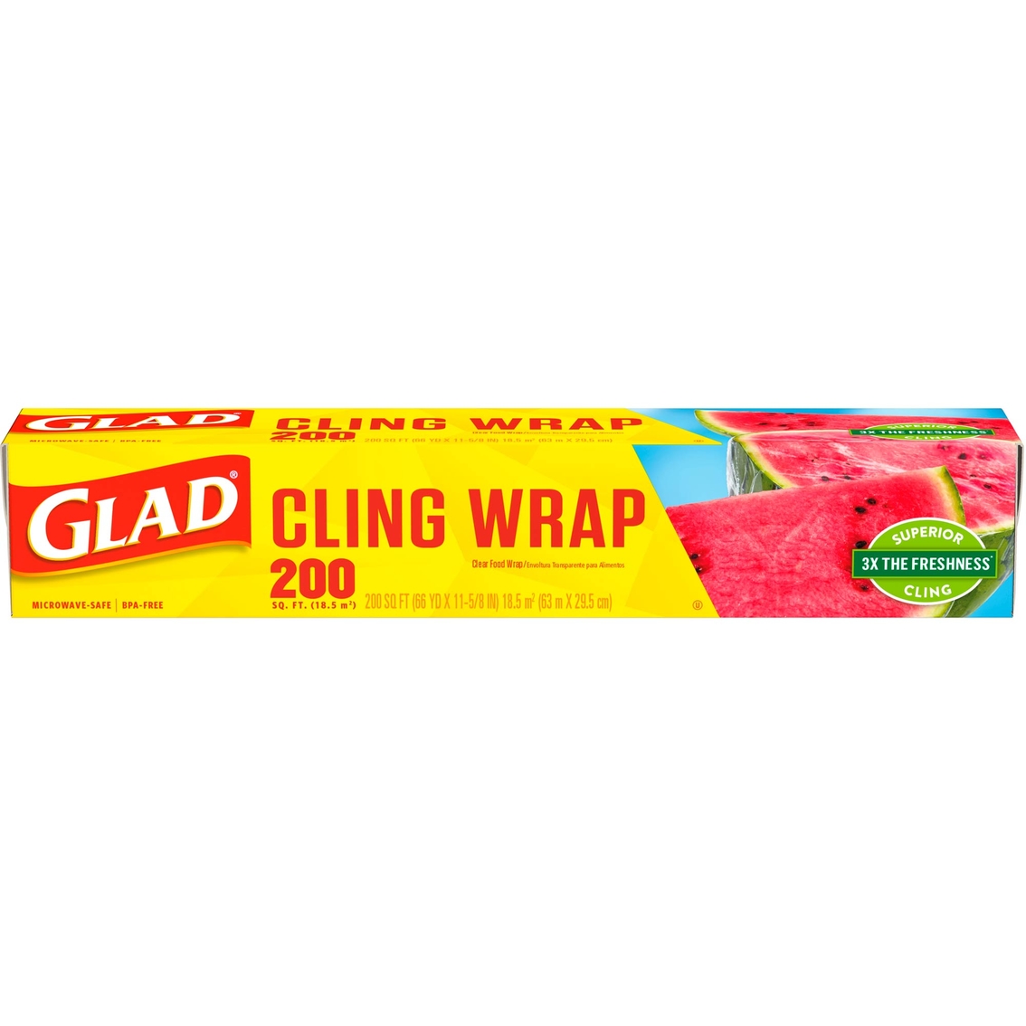 Glad Holiday Cling Wrap Plastic Wrap Roll, Red, 300 sq ft