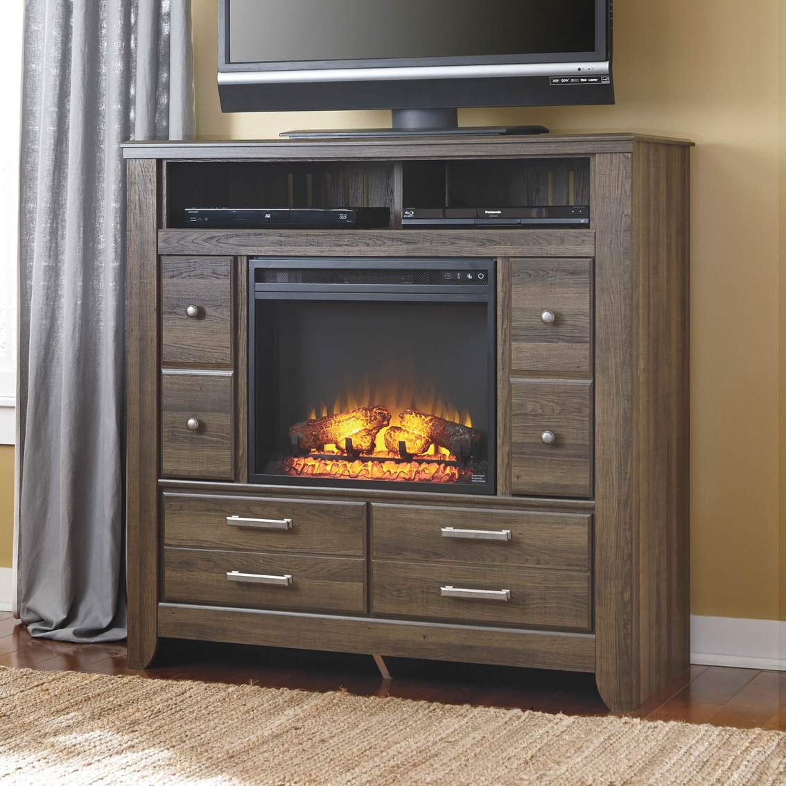 Signature Design By Ashley Juararo Media Chest With Fireplace Insert