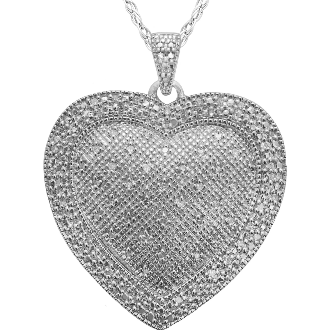 Sterling Silver 1/2 Ctw Diamond Puffed Heart Pendant | Diamond Heart ...