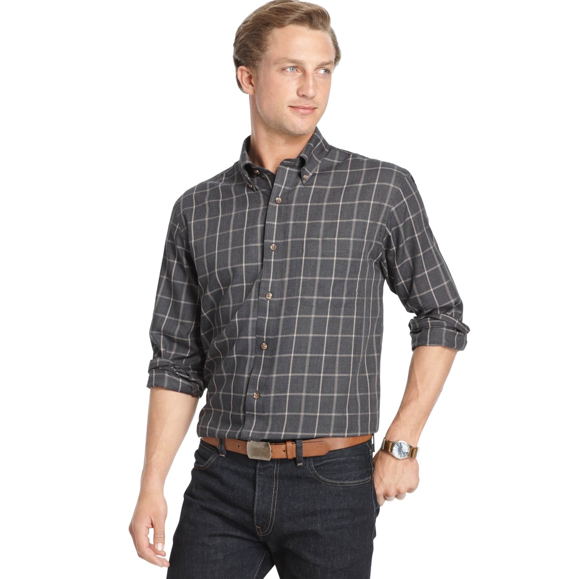 Arrow Sportswear Mens Long Sleeve Heritage Twill Woven Shirt | Casual ...