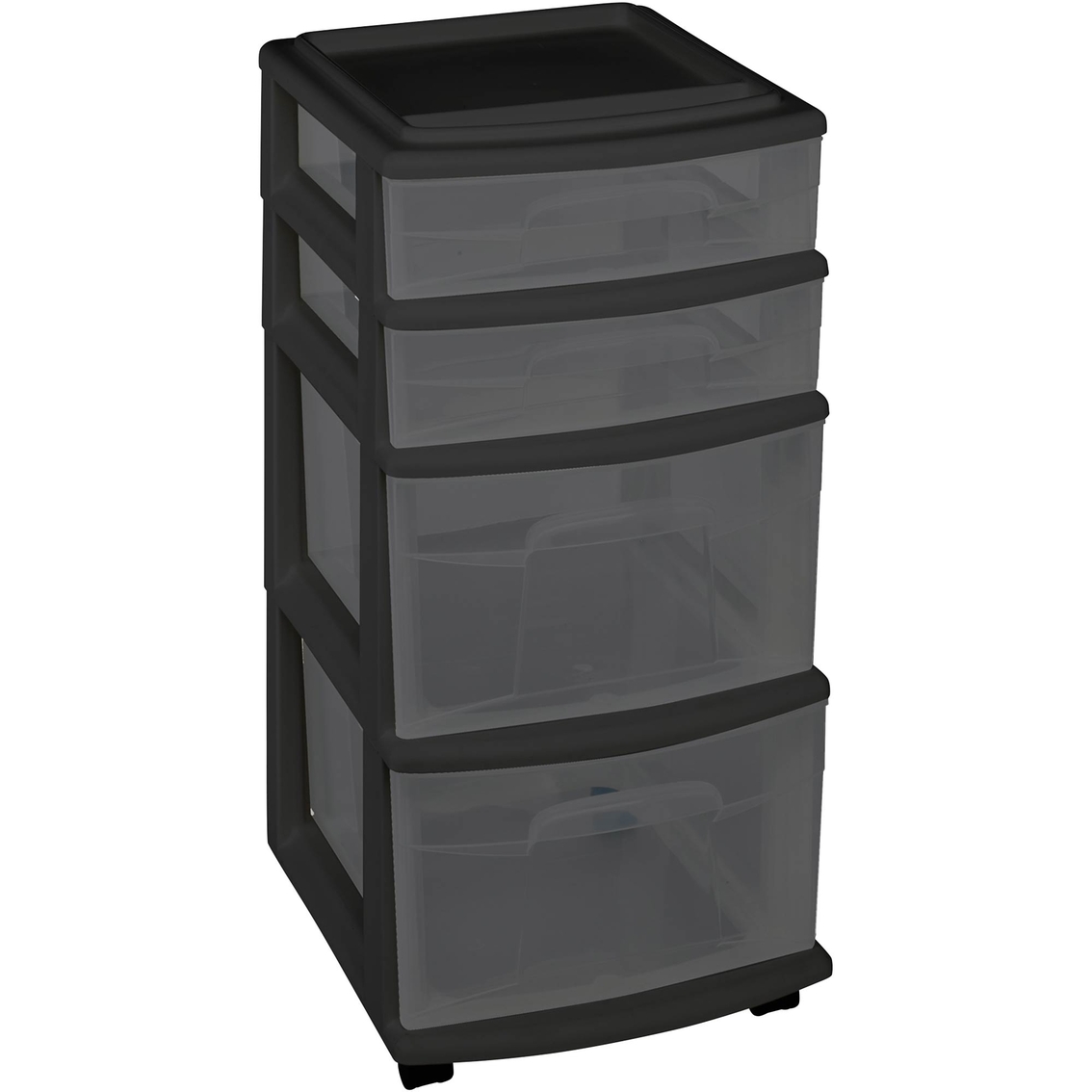 Casters Included Black Frame/Clear Drawers & Plastic 4 Drawer Medium Cart Black Frame with Smoke Tint Drawers Set of 1 Homz 4 Storage Cart Set of 1 
