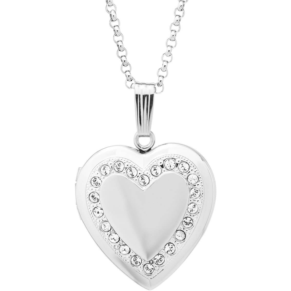 Sterling Silver Heart Shaped Locket With Austrian Crystal And 18 In ...