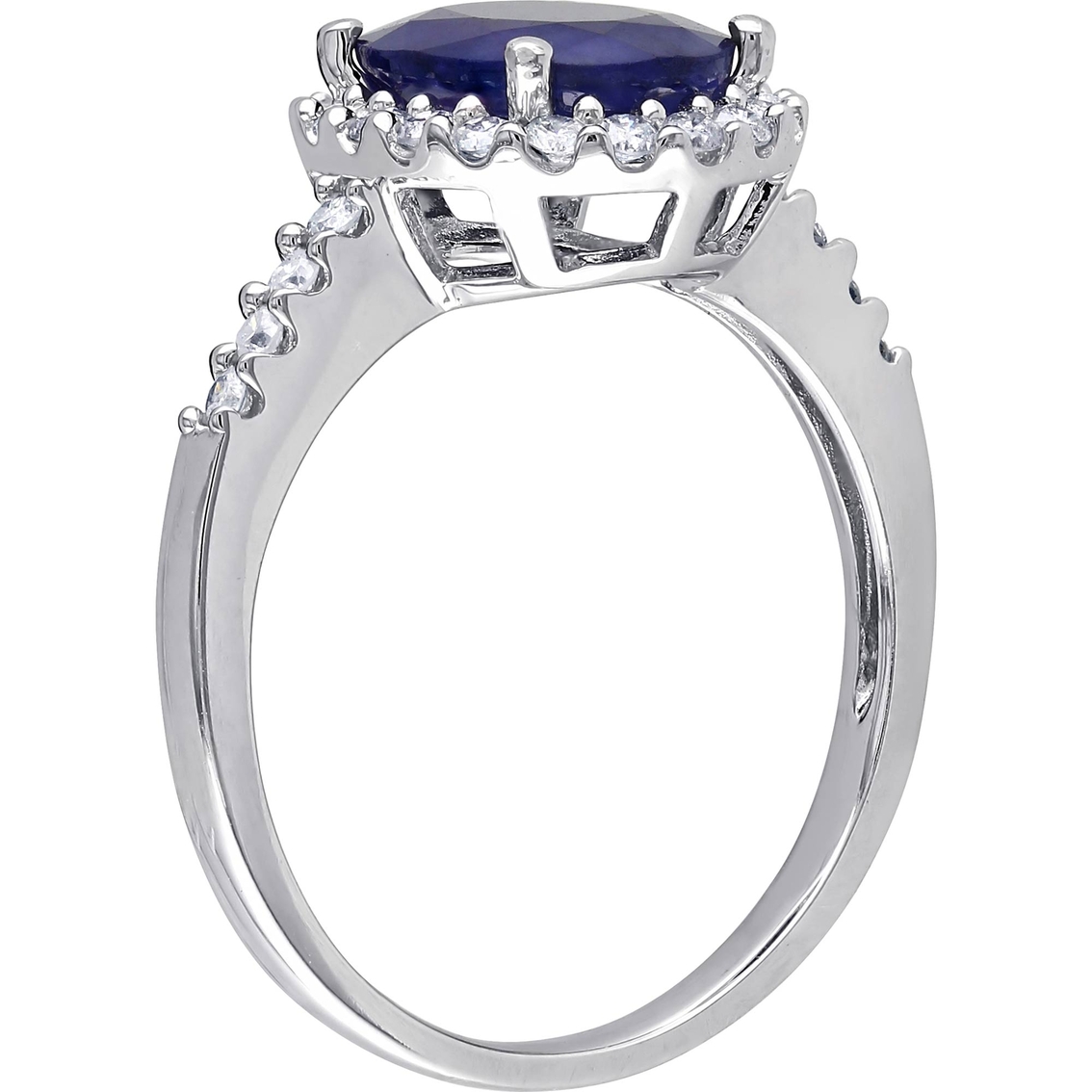 14k White Gold 2/5 Ctw Diamond And Diffused Sapphire Engagement Ring ...