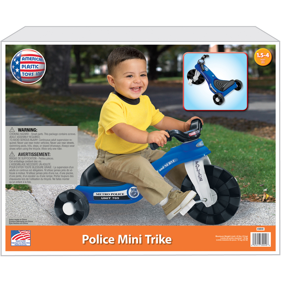 American Plastic Toys Police Mini Trike - Image 2 of 2