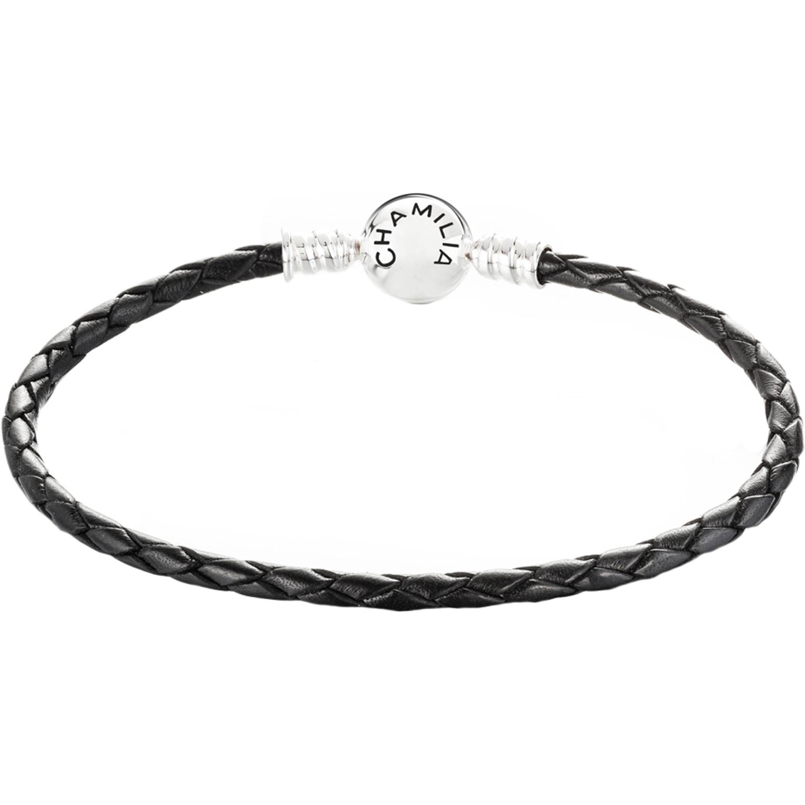Chamilia Black Leather Bracelet | Silver Bracelets | Jewelry & Watches ...