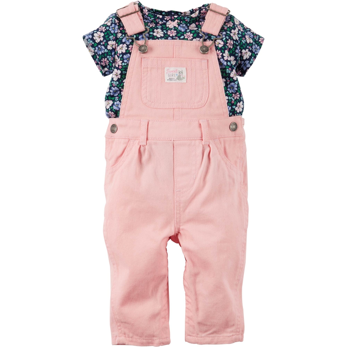 Infant Girls Top And Overalls Set 