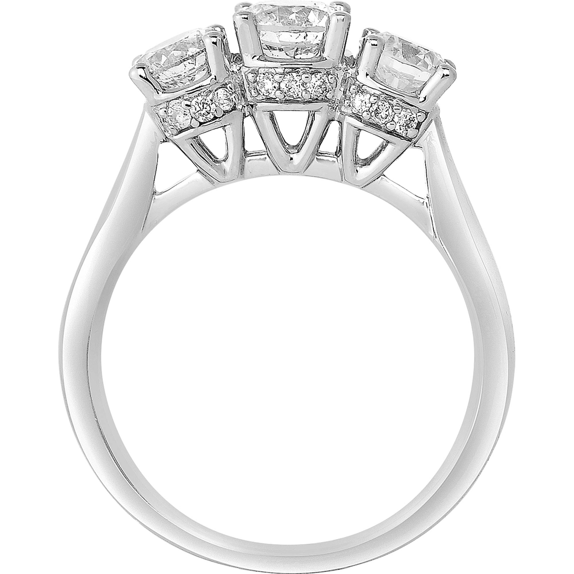 18KW Gold 1 1/2 ct. TDW 3 Stone Diamond Ring with Diamond Accents - Image 2 of 2