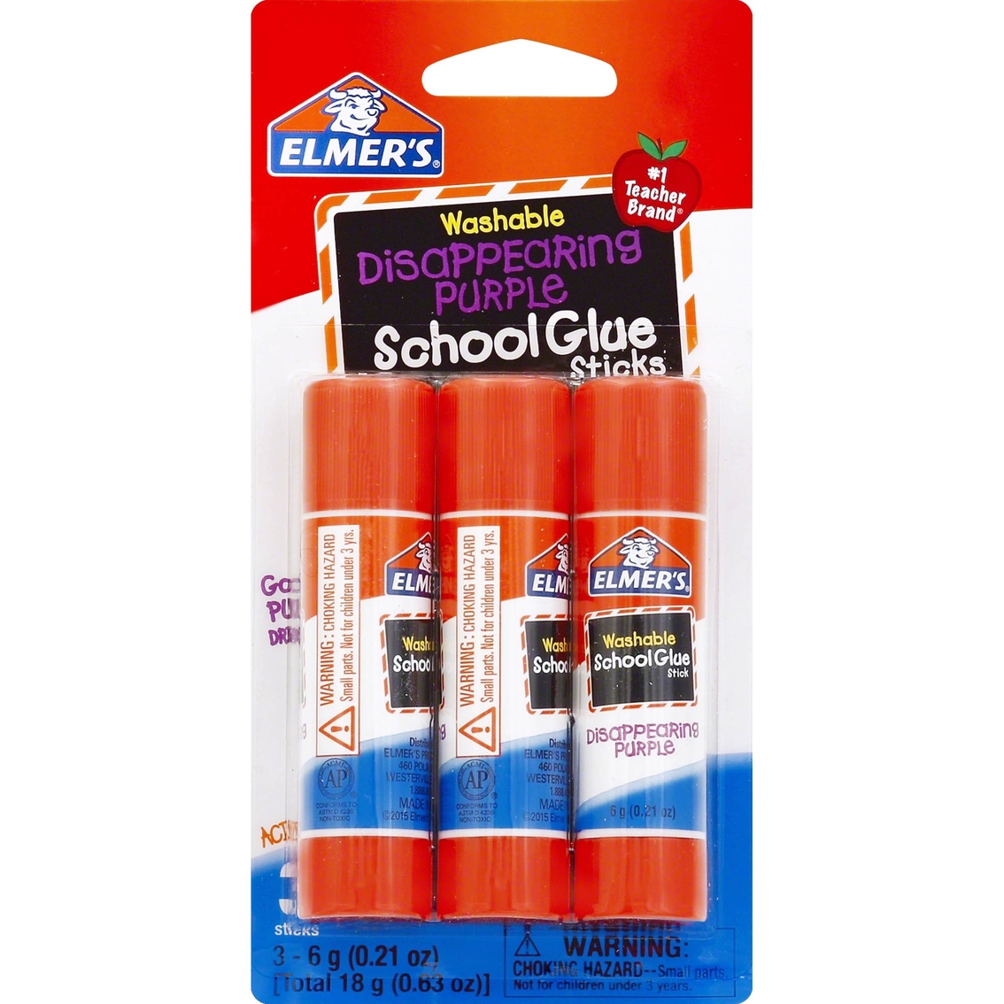 Elmer's Disappearing Purple School Glue Stick 3 Pk., Tape, Adhesives &  Fasteners, Household
