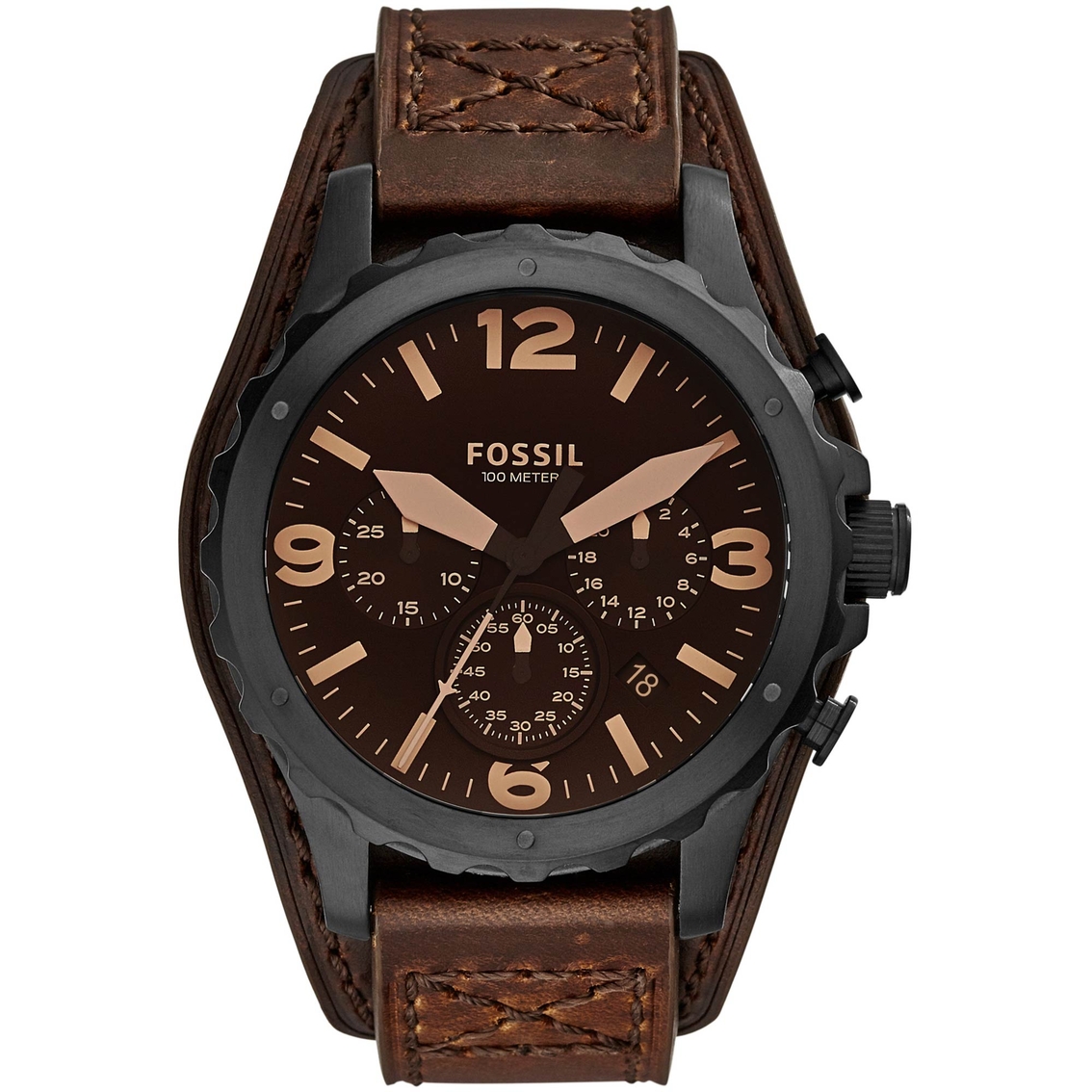 Fossil Men's Nate Chronograph Dark Brown Leather Watch Jr1511 | Leather ...
