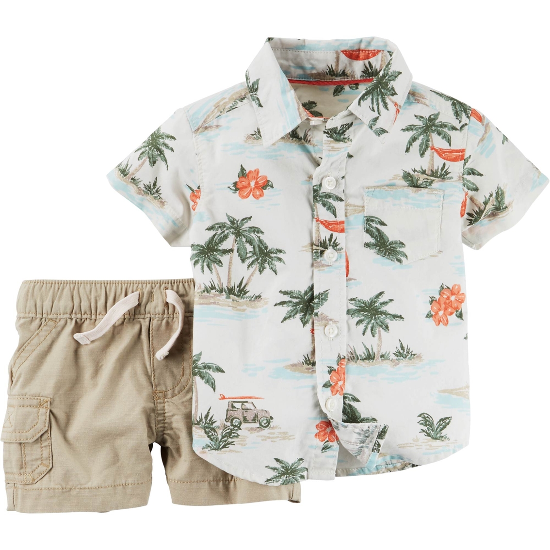 Carter's Infant Boys Palm Tree Shirt And Khaki Shorts 2 Pc. Set | Baby ...