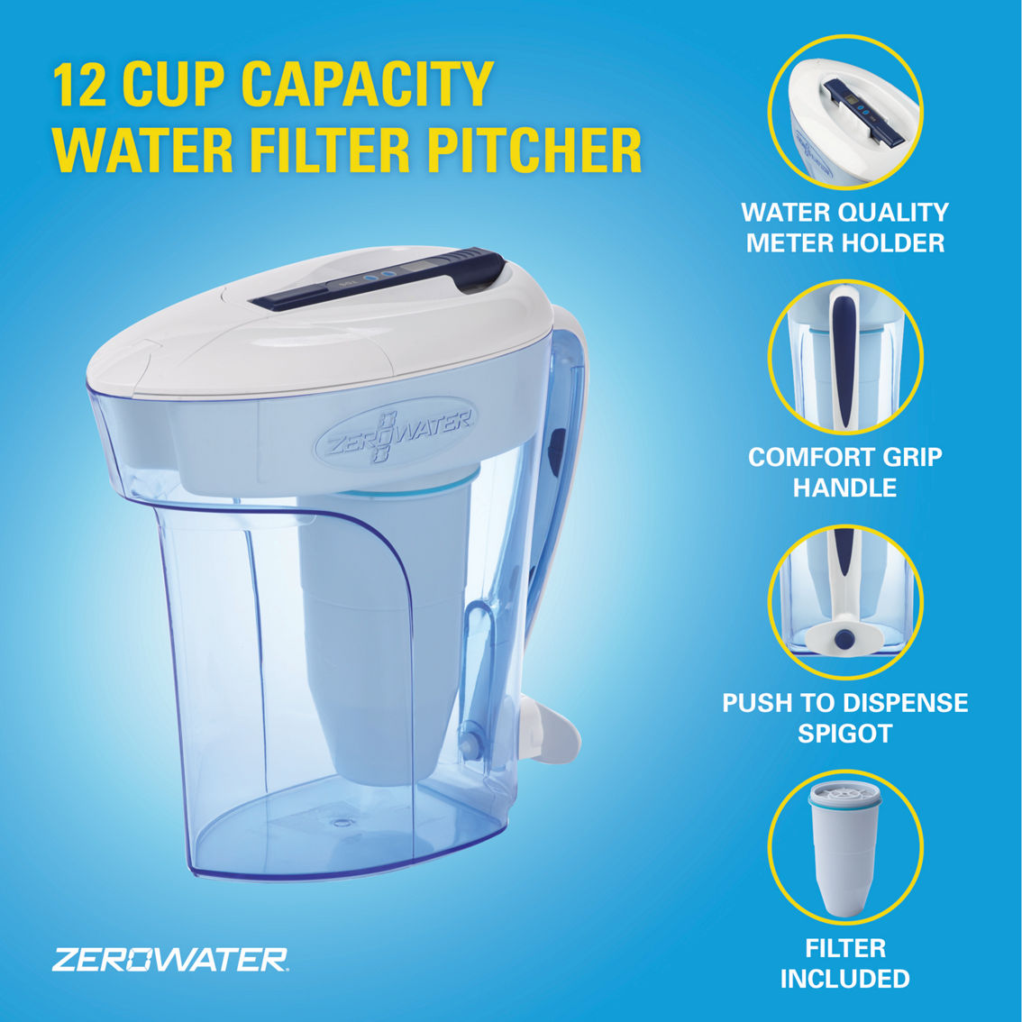 ZeroWater 12 Cup Ready Pour Pitcher - Image 6 of 6