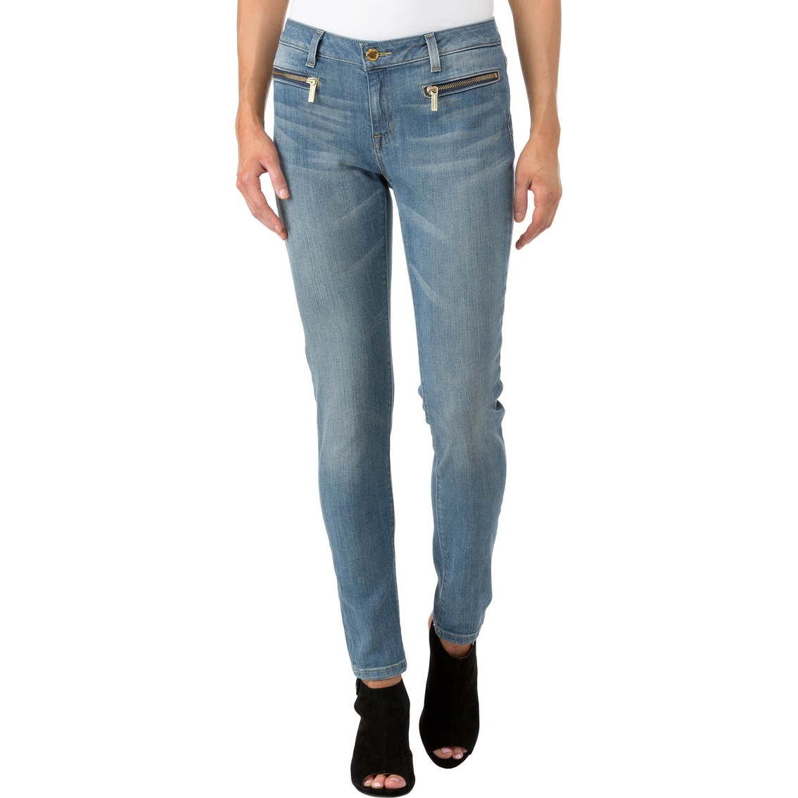 Michael Kors Petite Denim Izzy Skinny Jeans With Zippers | Jeans | Clothing  & Accessories | Shop The Exchange
